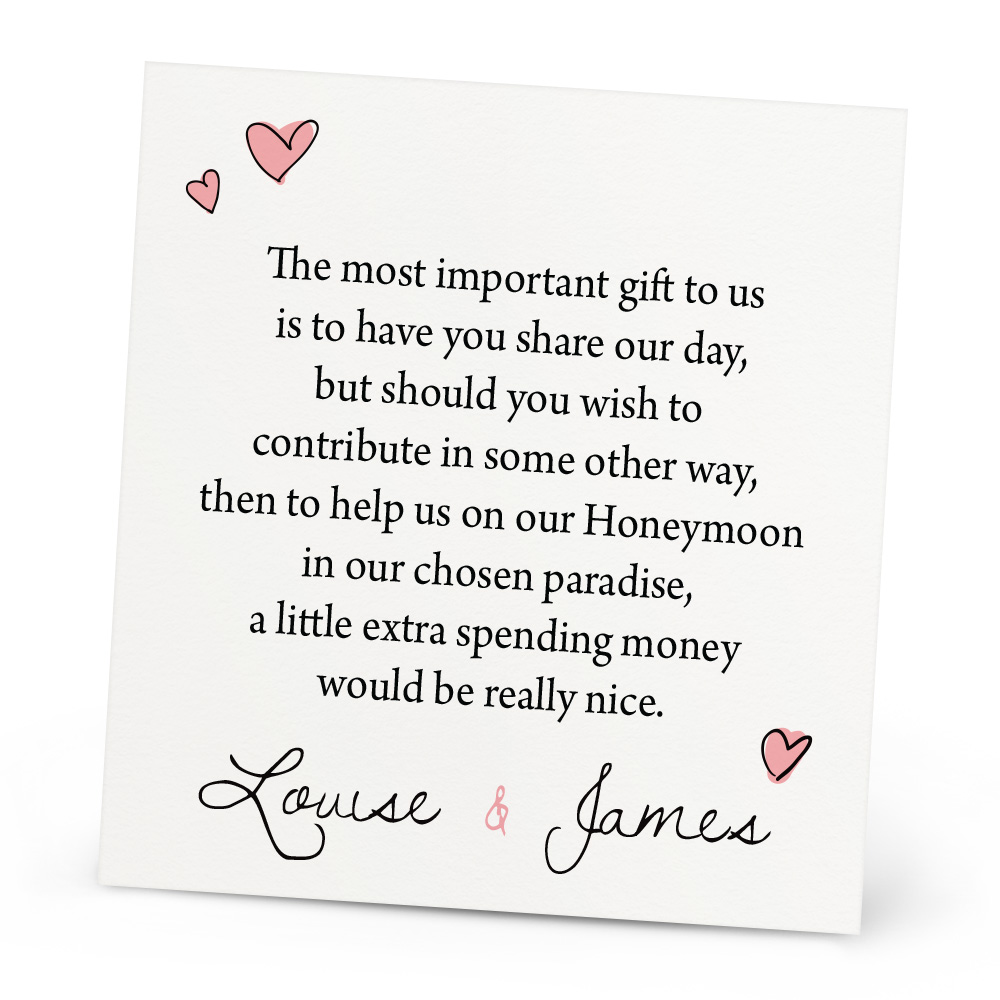 Personalised Bella Honeymoon Wish Card 